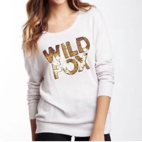 Wildfox White Label Sequin Logo Jumper Sweater XS - Picture 1 of 8